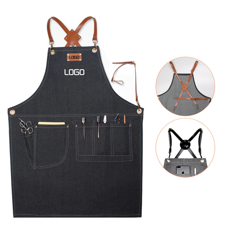 Denim work apron